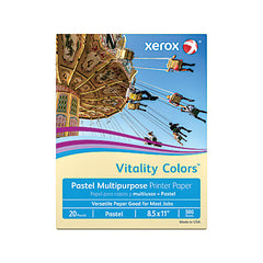 Xerox Vitality Pastel Multipurpose Paper, 8.5" x 11", Ivory, 20 lbs., 30% Recycled, 500 Sheets/Ream (3R11056)