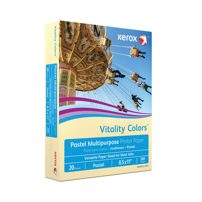Xerox Vitality Pastel Multipurpose Paper, 8.5" x 11", Ivory, 20 lbs., 30% Recycled, 500 Sheets/Ream (3R11056)