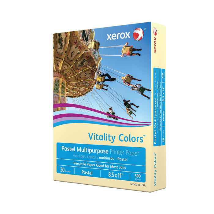 Xerox Vitality Pastel Multipurpose Paper, 8.5" x 11", Ivory, 20 lbs., 30% Recycled, 500 Sheets/Ream (3R11056)