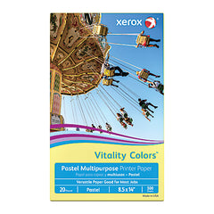 Xerox Vitality Colors Pastel Multipurpose Printer Paper, 8.5" x 14", Yellow, 20 lb, 30% Recycled, 500 Sheets/Ream (3R20085)