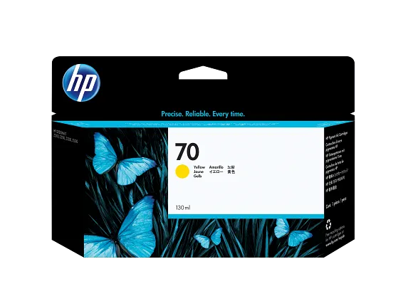 HP 70 130-ml Yellow DesignJet Ink Cartridge, C9454A