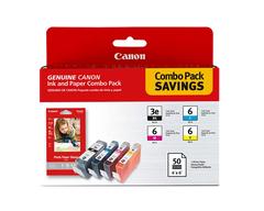 Canon Genuine BCI-3e6 Ink Combo Pack with Photo Paper Glossy (50 Sheets, 4 in. x 6 in.) (4479A292)