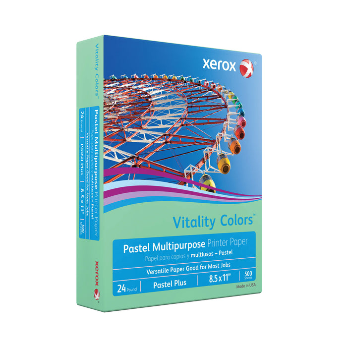 Xerox Vitality 30% Recycled Multipurpose Paper, 24 lbs., 8.5" x 11", Green, 500 Sheets/Ream (3R11526)