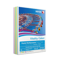 Xerox, Vitality Colors Pastel Multipurpose Printer Paper, 8.5" x 11", Assorted Pastels (Blue/Green/Yellow/Ivory/Lilac), 500 Sheets/Ream, (3R11533)