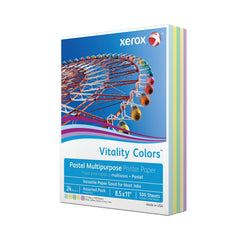 Xerox, Vitality Colors Pastel Multipurpose Printer Paper, 8.5" x 11", Assorted Pastels (Blue/Green/Yellow/Ivory/Lilac), 500 Sheets/Ream, (3R11533)