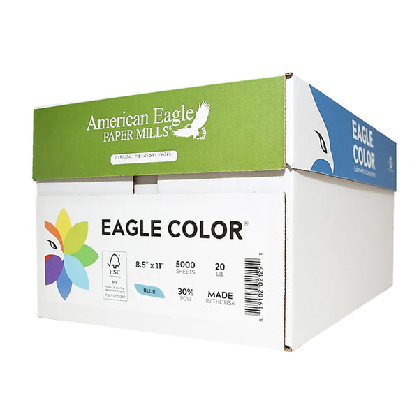 American Eagle 8.5" x 11" Color Copy Paper, 20 lbs., Blue, 250 Sheets/Ream (47710501)