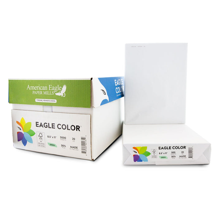 American Eagle 8.5" x 11" Color Copy Paper, 20 lbs., Green, 250 Sheets/Ream (47720501)