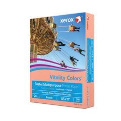 Xerox Vitality Colors Pastel Multipurpose Printer Paper, 8.5" x 11", Salmon, 20 lb, 30% Recycled, 500 Sheets/Ream (3R11231)