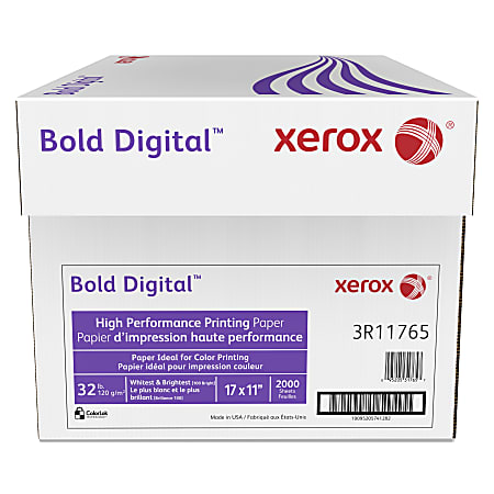 Xerox, Bold Digital Printing Paper, 17" x 11", White, 32 lbs., 100 brightness, 500 Sheets/Ream, (3R11765)