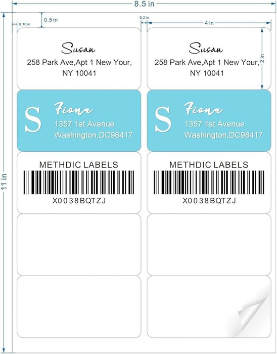 10 Per Sheet White Labels – 2" x 4" – 8.5" x 11" Sheets – Avery® 5163 & 8163 Compatible – 250 Sheets (2,500 Labels)