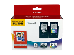 Canon Genuine PG-240/CL-241 XL Combo Ink Pack with Photo Paper Glossy (50 Sheets 4x6) (5206B005)