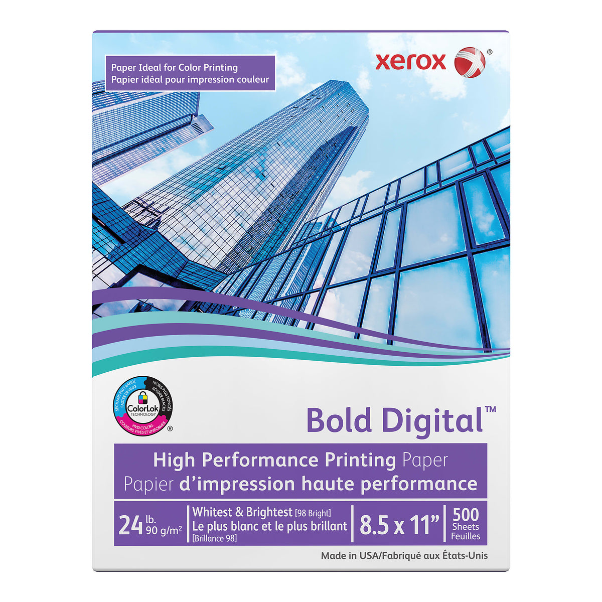 Xerox, Bold Digital Printing Paper, 8.5" x 11", White, 24 lbs., 98 brightness, 500 Sheets/Ream, (3R11540)