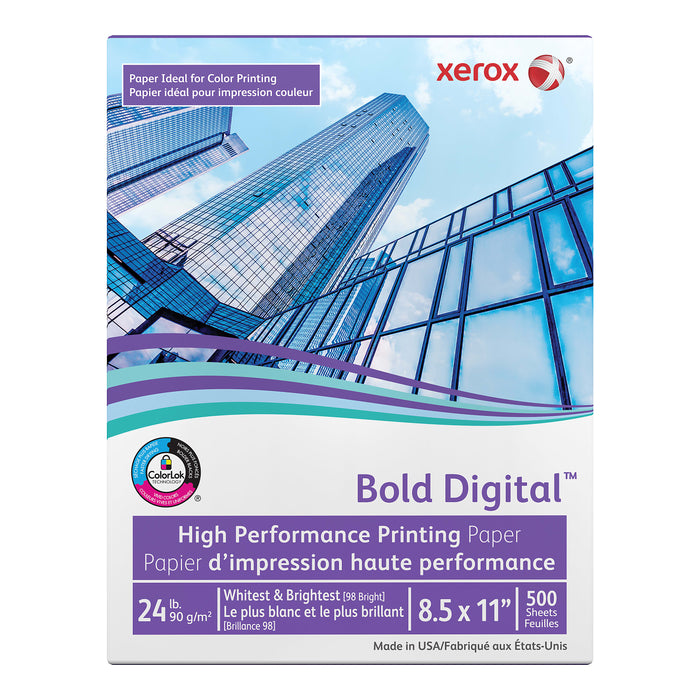 Xerox, Bold Digital Printing Paper, 8.5" x 11", White, 24 lbs., 98 brightness, 500 Sheets/Ream, (3R11540PY)