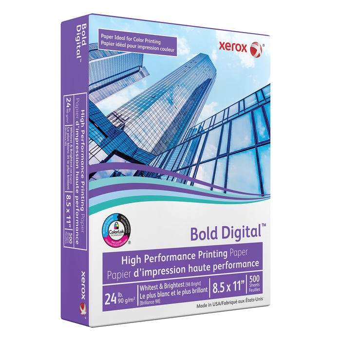 Xerox, Bold Digital Printing Paper, 8.5" x 11", White, 24 lbs., 98 brightness, 500 Sheets/Ream, (3R11540PY)