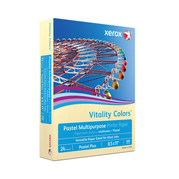 Xerox Vitality 30% Recycled Multipurpose Paper, 24 lbs., 8.5" x 11", Ivory, 500 Sheets/Ream (3R11525)