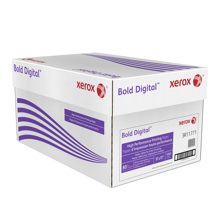Xerox, Bold Digital Printing Paper, 17" x 11", White, 80 lb Cover, 100 brightness, 250 Sheets/Ream, (3R11771)