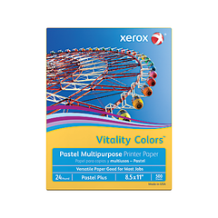 Xerox Vitality Colors Pastel Multipurpose Printer Paper, 8.5" x 11", Goldenrod, 24 lb, 500 Sheets/Ream (3R20083)