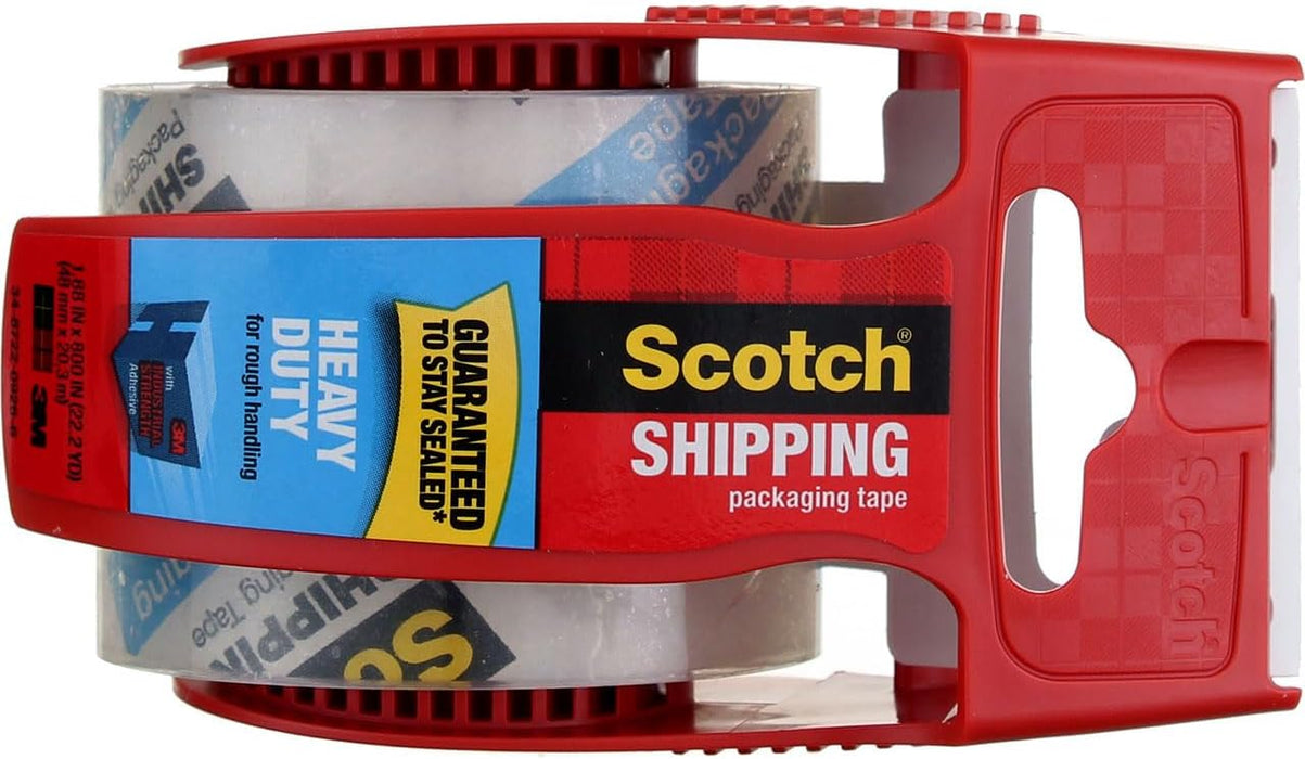 Scotch Heavy Duty Shipping Packaging Tape with Dispenser, Clear, 1.88" x 22.2 Yards (142)