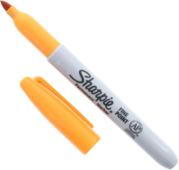 Sharpie Permanent Marker, Fine Point, Leg Warmer Orange, Pack of 12