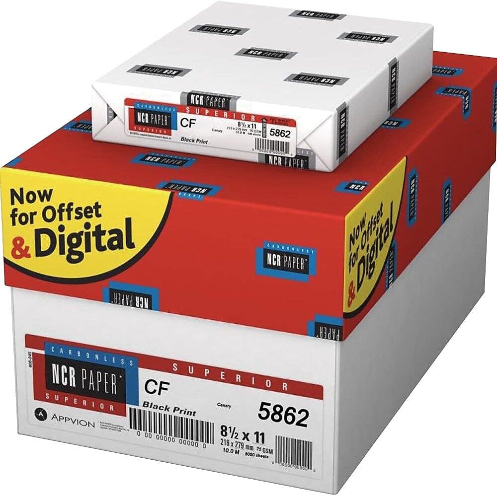 Nekoosa® NCR Superior CF Canary 8.5" x 11" Carbonless Paper, 20 lb Bond, Canary, 500 Sheets/Ream (5862)