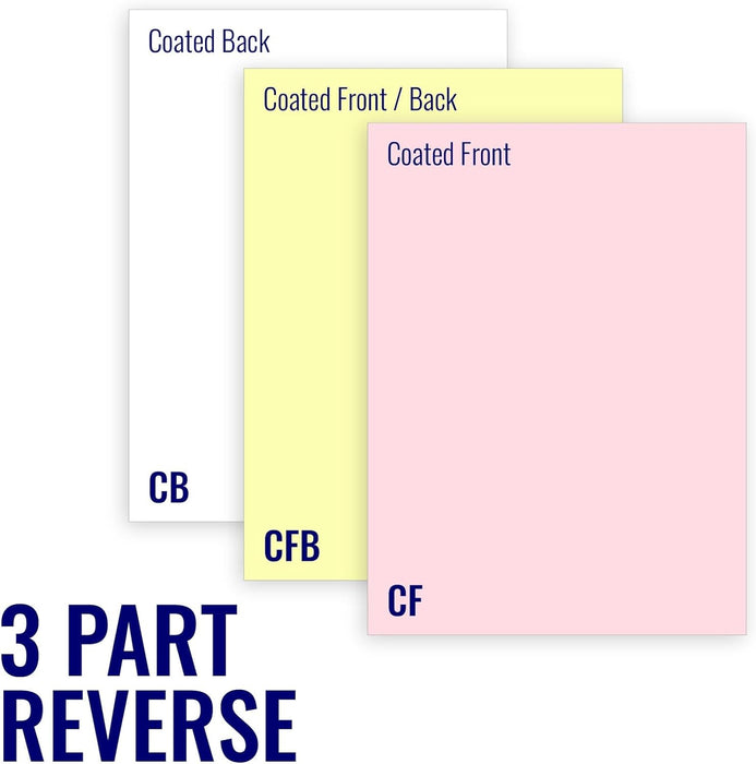 NCR Carbonless Paper, 3 Part Reverse Bright White/Canary/Pink, Ream 167 Sets (5900)