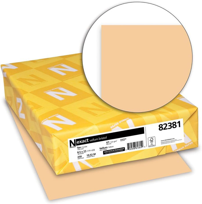 Neenah Exact Vellum Bristol, 8.5" x 11", 67 lb/147 GSM, Tan, 250 Sheets (82381)