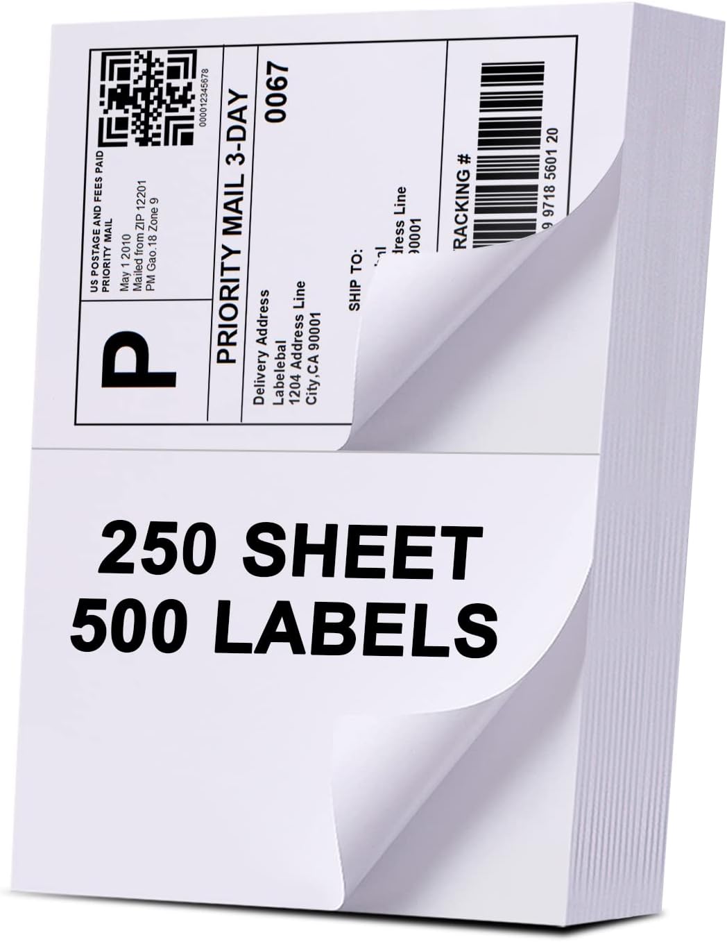 Print It 2 Per Sheet White Labels, 5.5" x 8.5", 8.5" x 11" Sheets,  Avery® 5126 & 8168 Compatible, 250 Sheets (500 Labels)