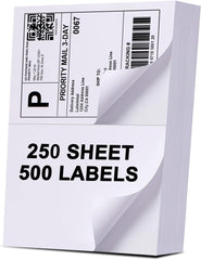 Print It 2 Per Sheet White Labels, 5.5" x 8.5", 8.5" x 11" Sheets,  Avery® 5126 & 8168 Compatible, 250 Sheets (500 Labels)