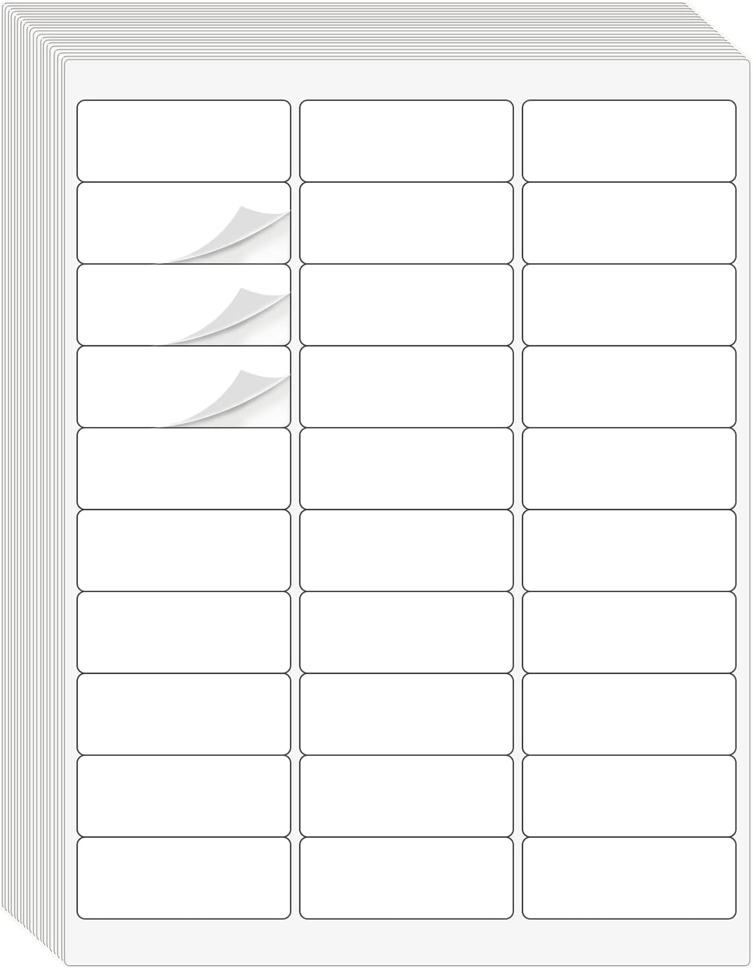30 Per Sheet White Labels – 1" x 2-5/8" – 8.5" x 11" Sheets – Avery® 5160 & 8160 Compatible – 250 Sheets (7,500 Labels)