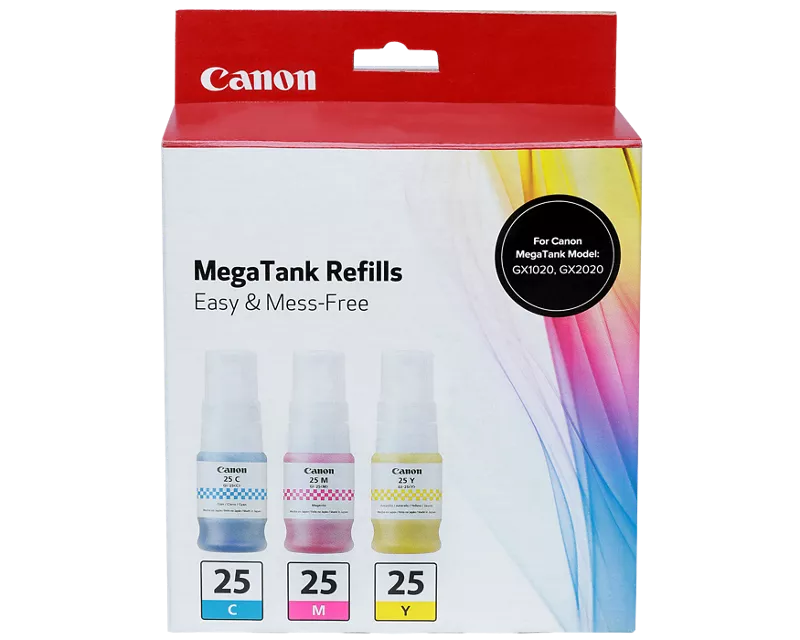 Canon Genuine GI-25 CMY Ink Bottle Value Pack (6277C002)