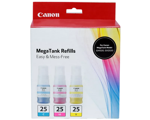 Canon Genuine GI-25 CMY Ink Bottle Value Pack (6277C002)