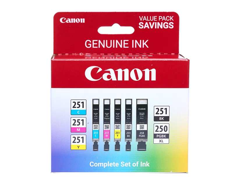 Canon Genuine PGI-250 XL / CLI-251 5 Color Value Pack (6432B011)