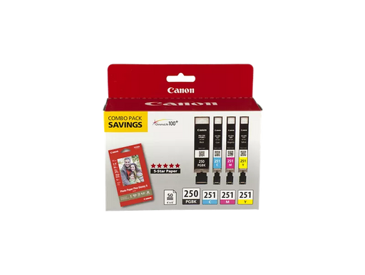 Canon Genuine PGI-250/CLI-251 4 Color Combo Ink Pack (6497B004)