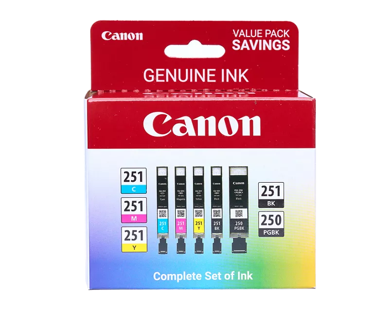 Canon Genuine PGI-250 / CLI-251 5 Color Value Pack (6497B013)