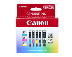 Canon Genuine PGI-250 / CLI-251 5 Color Value Pack (6497B013)