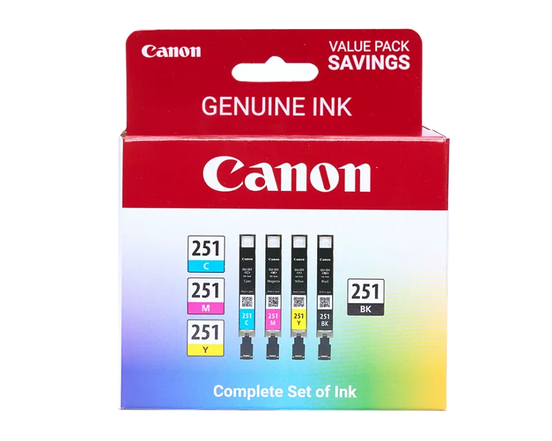 Canon Genuine CLI-251 4 Color Ink Pack (6513B004)