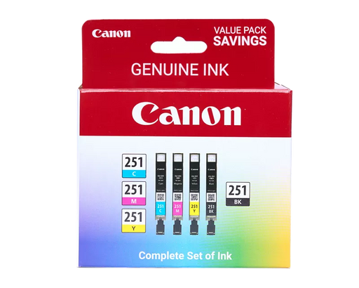 Canon Genuine CLI-251 4 Color Ink Pack (6513B004)