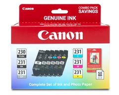 Canon Genuine PGI-230/CLI-231 Combo Ink Pack with Photo Paper Glossy (50 Sheets, 4x6) (6673C005)