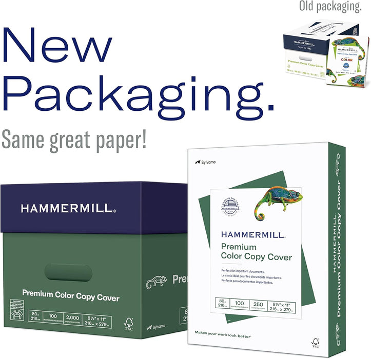 Hammermill Fore Cover Paper, 80 lb., 8.5" x 11", White, 100 Brightness, 250 Sheets/Ream (HAM120023)