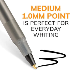BIC Glide Stic Ballpoint Pen, Medium Point 1.0mm, Black Ink, Retractable, Dozen Box (BICGSM11BK)
