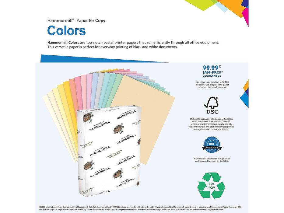 Hammermill Colors Copy Paper, 20 lbs, 500 Sheets/Ream