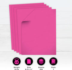 Printworks Professional Color Paper, 65 lb Cover, 8.5 x 11, Fuchsia, 250/Ream (00112)