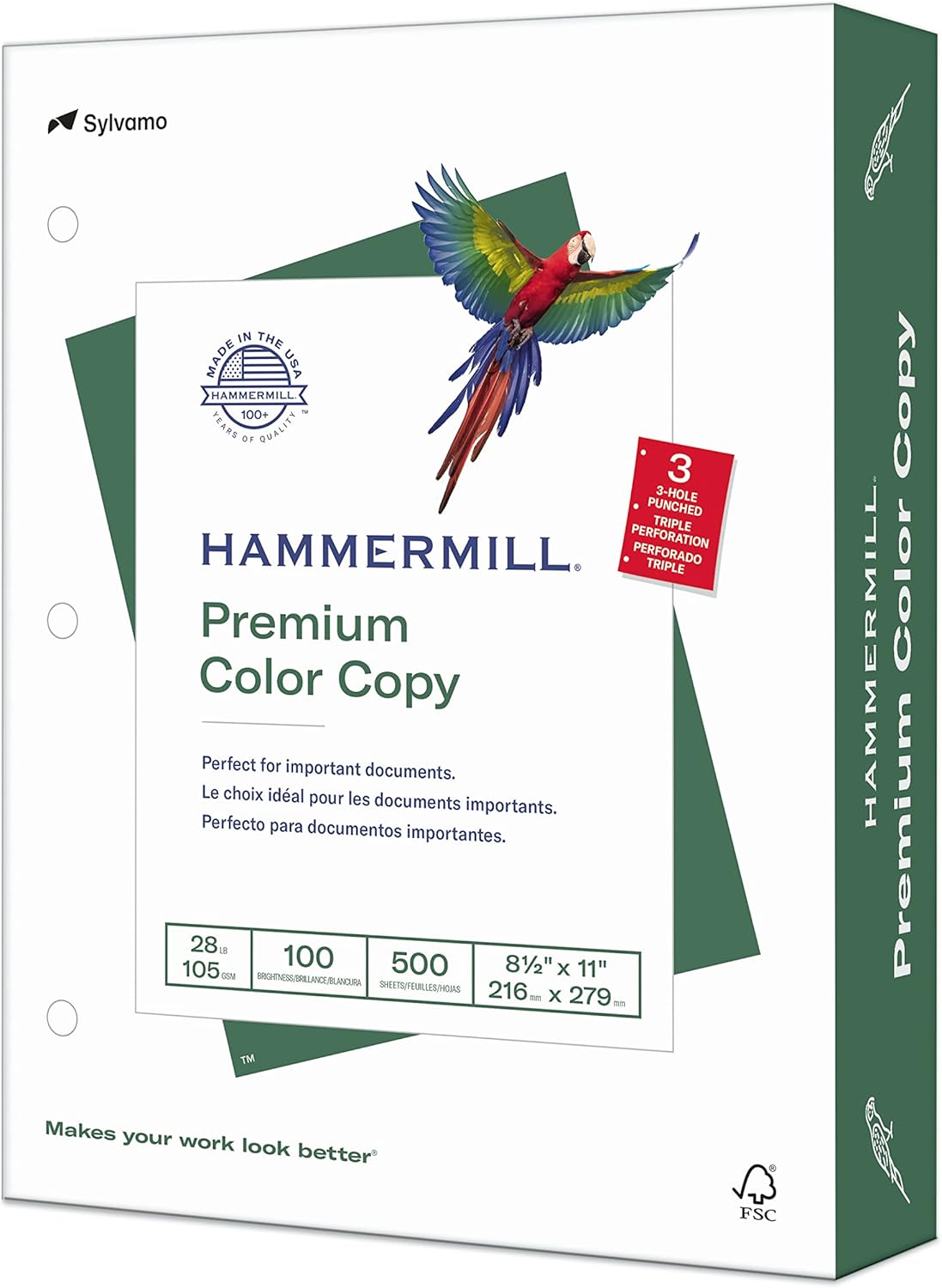 Hammermill Premium Color Copy Paper, 8.5" x 11", 28 lb, 500 Sheets (102500)