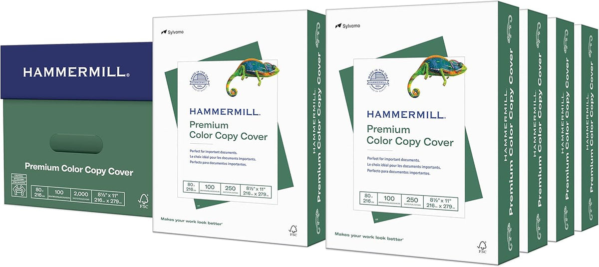 Hammermill Fore Cover Paper, 80 lb., 8.5" x 11", White, 100 Brightness, 250 Sheets/Ream (HAM120023)