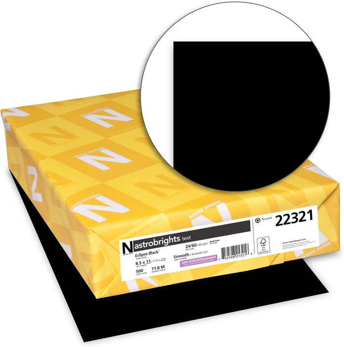 Astrobrights Colored Paper, 24 lbs., 8.5" x 11", Eclipse Black, 500 Sheets/Ream (22321)