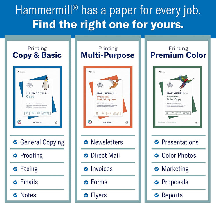 Hammermill Fore Cover Paper, 80 lb., 8.5" x 11", White, 100 Brightness, 250 Sheets/Ream (HAM120023)