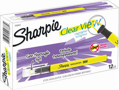 Sharpie Clear View Highlighter Stick, Yellow, 12/Pack (1950746)