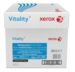 Xerox Vitality Multipurpose Paper, 8.5" x 11" 3-Hole Punch, 24 lbs., 92 Brightness, 500 Sheets/Ream (3R03317)