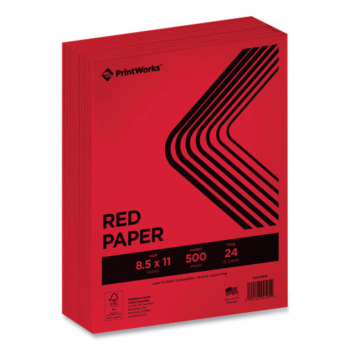 Printworks Professional Color Paper, 24 lb Text Weight, 8.5 x 11, Red, 500/Ream (00105)