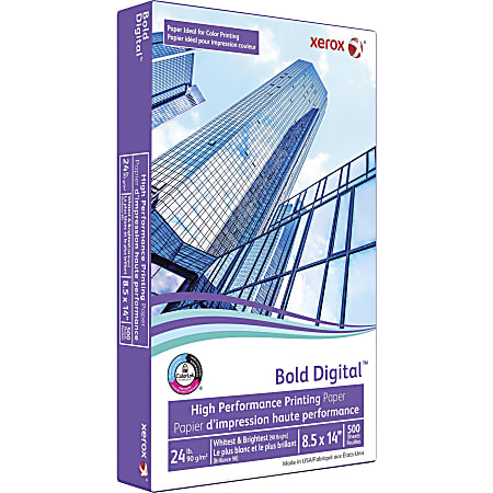 Xerox, Bold Digital Printing Paper, 8.5" x 14", White, 24 lbs., 98 brightness, 500 Sheets/Ream, (3R11542R)